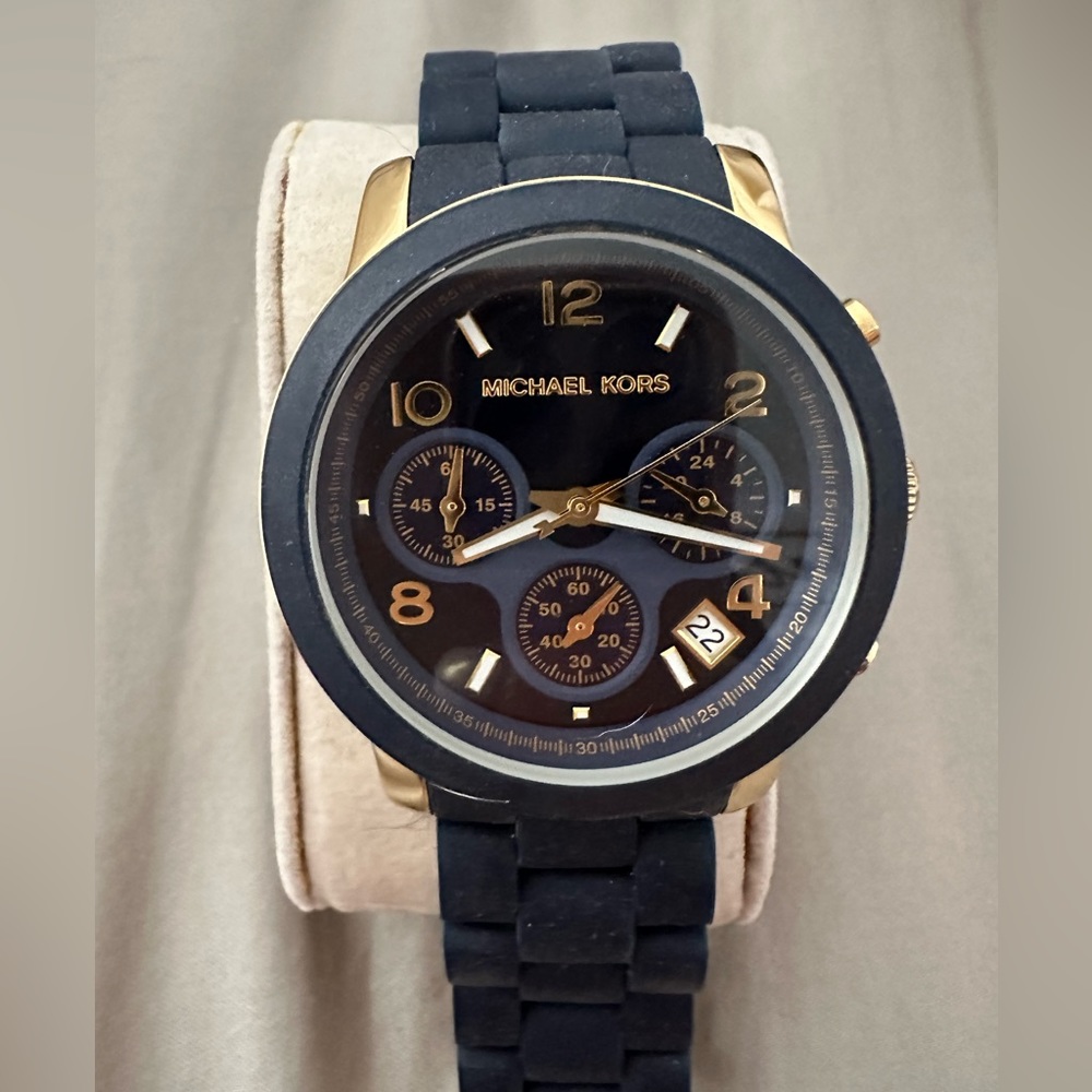 Michael Kors Runway Navy Silicone Wrapped Ladies Watch